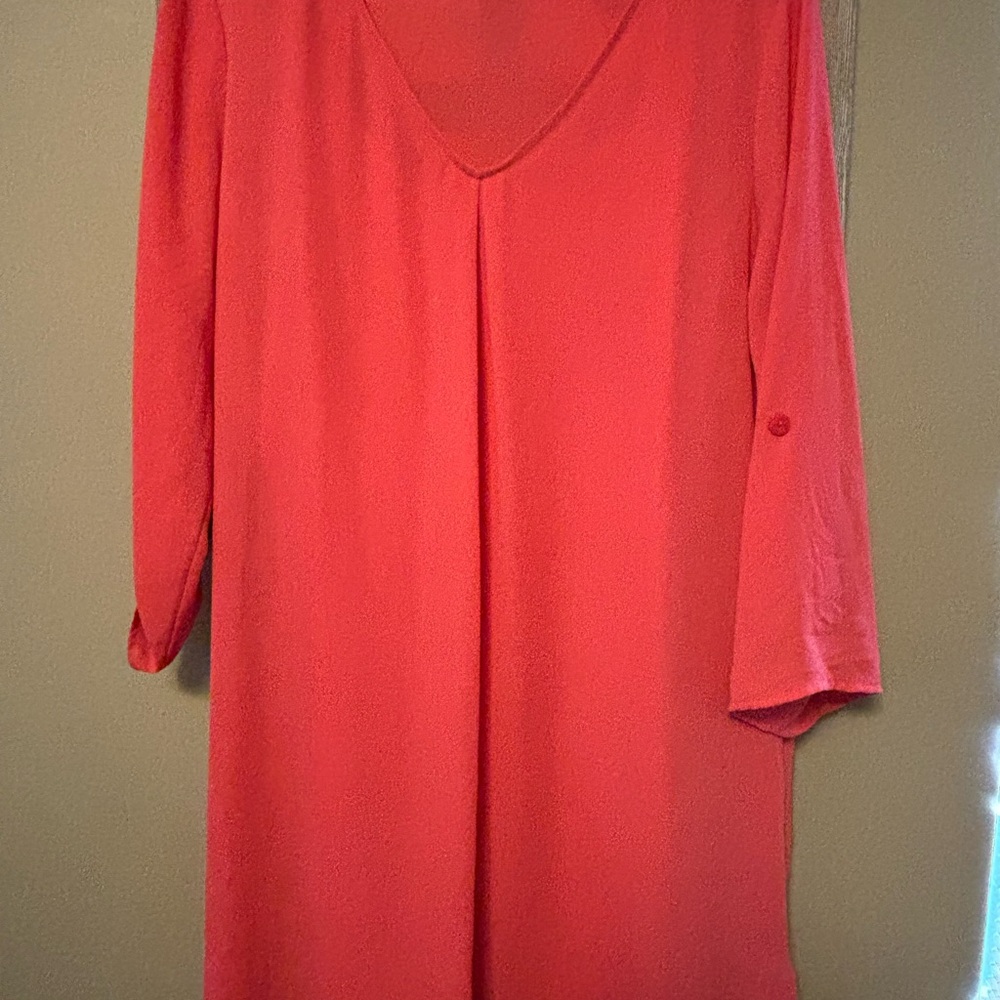 Decree Vivid Coral Tunic Top